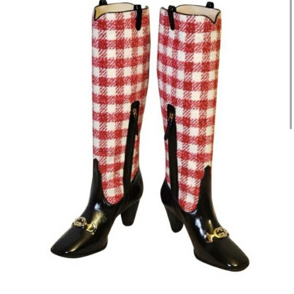 Tall Gucci black red and white Zumi boots - Picture 4 of 4